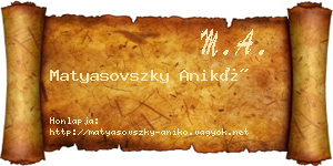 Matyasovszky Anikó névjegykártya